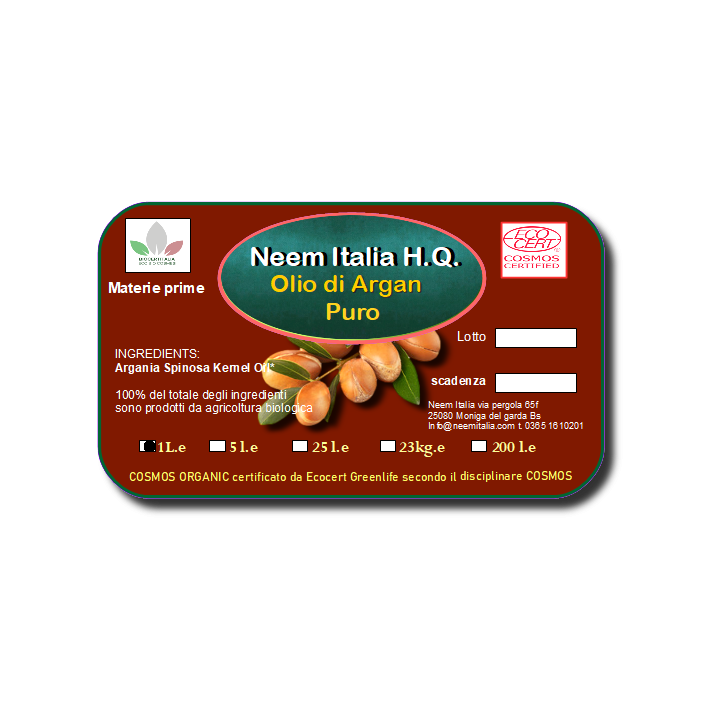 Olio di Argan Puro 1L e 5L | Neem Italia