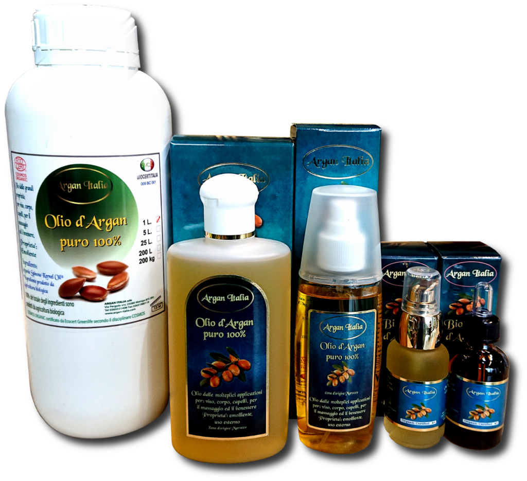 Olio di argan in vari formati